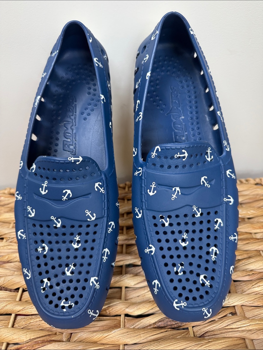 Floafers Men's Country Club Navy Anchor-Print Boat Shoes